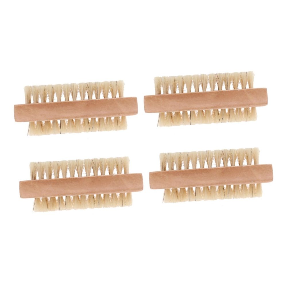 CALLARON 4Pcs Wooden Manicure Brush Double Sided Nail Art Tool for Cuticle Cleaning Nail Care Fine Bristles for Gentle Use for Home