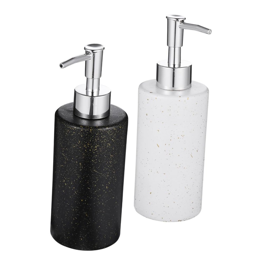 SAFIGLE 350ml Glass Pump Dispenser Bottles for Shampoo and Conditioner 2 Pack Refillable Liquid Soap Dispenser for Bathroom and Kitchen Use