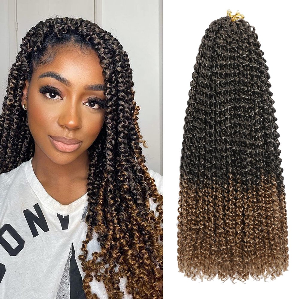 Passion Twist Hair 16 Inch 8 Packs Water Wave Crochet Hair Bohemian Braiding Hair Pre Looped Crochet Braids Hair Extensions For Black Women T/27#