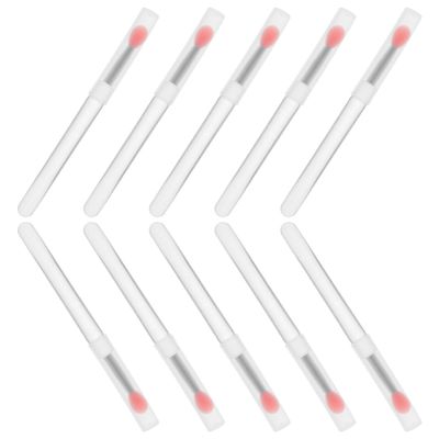 SHERCHPRY 10pcs Mini Silicone Lip Brushes Set with Lids Easy to Clean Lip Makeup Applicators