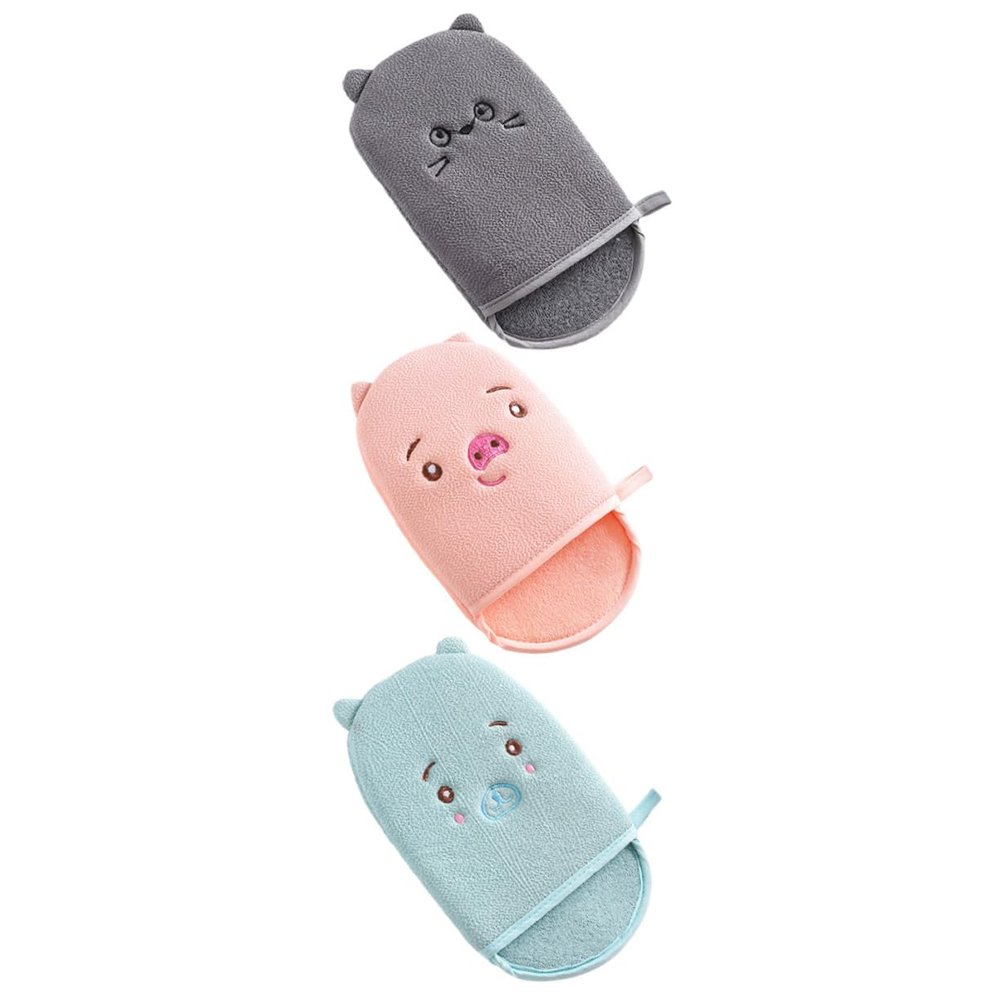 DECORNIJIA 3Pcs Creative Bath Mitts Fun Shower Gloves for Exfoliating Back Scrubbing Soft Easy Care Body Towels for Gentle Skin Cleansing