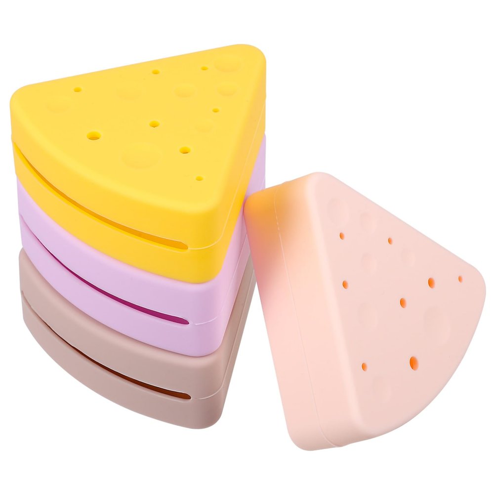 Beaupretty Triangle Silicone Makeup Sponge Holder Case 4-Piece Set for Travel Portable Powder Puff Organizer for Beauty Enthusiasts