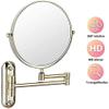 HTZALCUO Makeup Mirror Wall Mounted, Round Make Up Mirror 8inch Bathroom Mirror, Retractable 360 Rotation Perfect for Bathroom Vanity(Zircon Gold) view 2