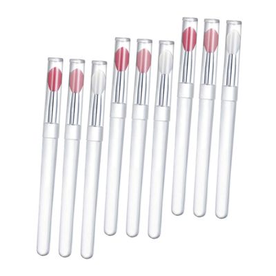 PACKOVE 9Pcs Lip Brushes Versatile Applicators for Lipstick Lip Oil and Lip Gloss Handle Watermelon Transparent and Easy to Clean