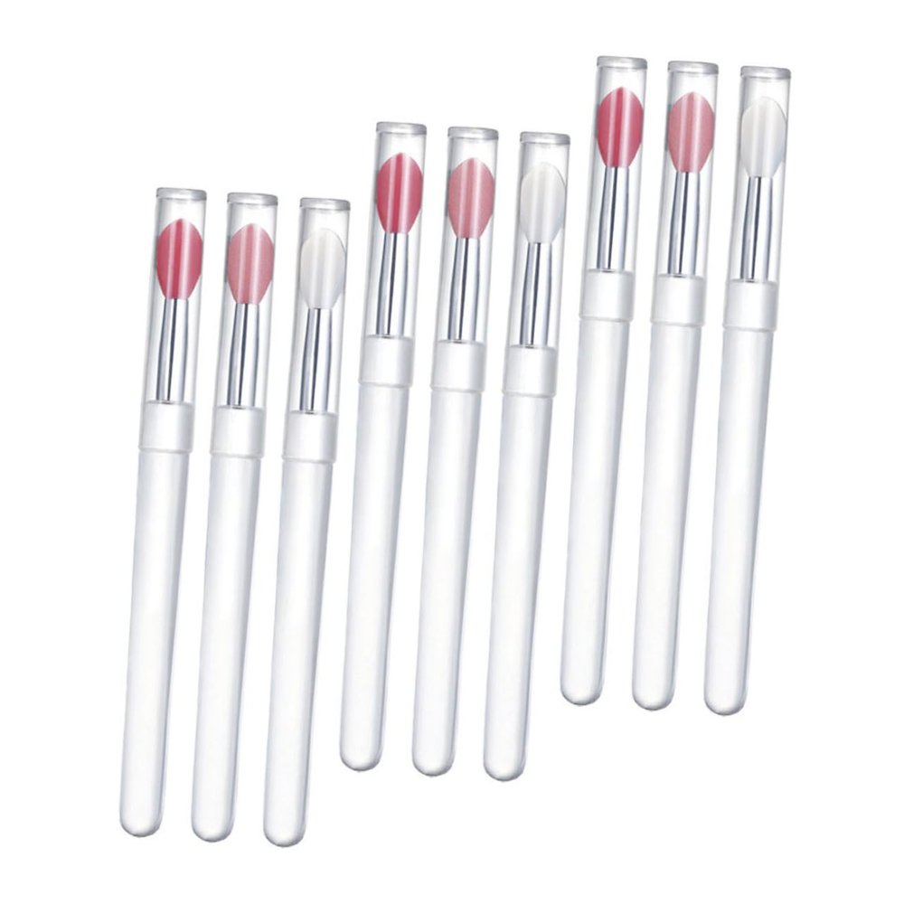 PACKOVE 9Pcs Lip Brushes Versatile Applicators for Lipstick Lip Oil and Lip Gloss Handle Watermelon Transparent and Easy to Clean