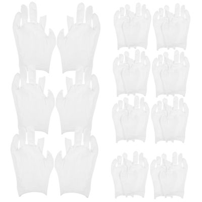 Healifty 12Pairs Moisturizing Cotton Gloves for Dry Hands Soft White Working Gloves with Fingerless Design Comfortable Flexible Relief for Various Occasions