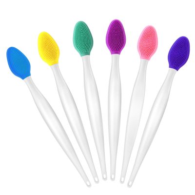 6 PCS Lip Scrub Brush, Gentle Lips Exfoliator Scrubber Brush, Double-Sided Silicone Exfoliating Tool, for Men Women Smoother, Brighter, Fuller Lip