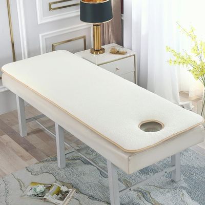 Beige,190 * 80cm(S),LDLCYCN Massage Table Pad Lamb Wool Comfortable Massage Bed Pad with Elastic Band Non-Slip Thicken Massage Table Mattress Topper with Hole Lash Bed Pad for SPA Beauty Salon