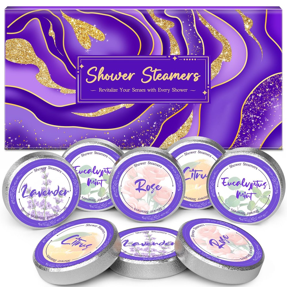 Futricy Valentines Day Gifts for Her: 8 Pcs Shower Steamers Aromatherapy, Easter Basket Stuffers for Teens, Gifts for Wife Sister Mom, Spa Gifts Bath Bombs for Women Self Care Natural Essential Oils