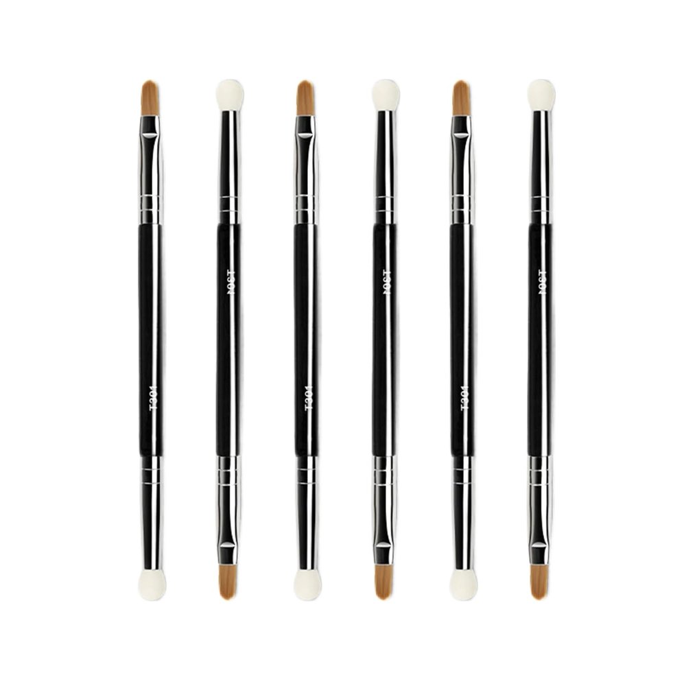 Ksvsonrvi 6PCS Double-ended Concealer Brush, Under Eye Mini Dual End Makeup Brush with Sponge Synthetic Bristle