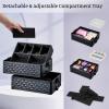 Adazzo 4 in 1 Rolling Makeup Trolley Train Case Cosmetic Suitcase Nail Tech Box for Makeup Artist, Hairstylists, Nail Tech Case with with Keys Swivel Wheels Traveling Trunk (Shiny Brick) view 3