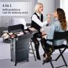 Adazzo 4 in 1 Rolling Makeup Trolley Train Case Cosmetic Suitcase Nail Tech Box for Makeup Artist, Hairstylists, Nail Tech Case with with Keys Swivel Wheels Traveling Trunk (Shiny Brick) view 4