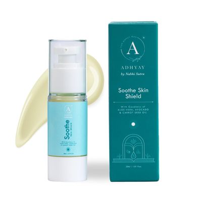 ADHYAY Soothe Natural Sunscreen with Red Raspberry Seed Oil, Carrot Seed Oil, Avocado & Aloe Vera Chemical-Free Broad Spectrum Sun Protection for Face & Body Non-Greasy, Travel Size 30ml