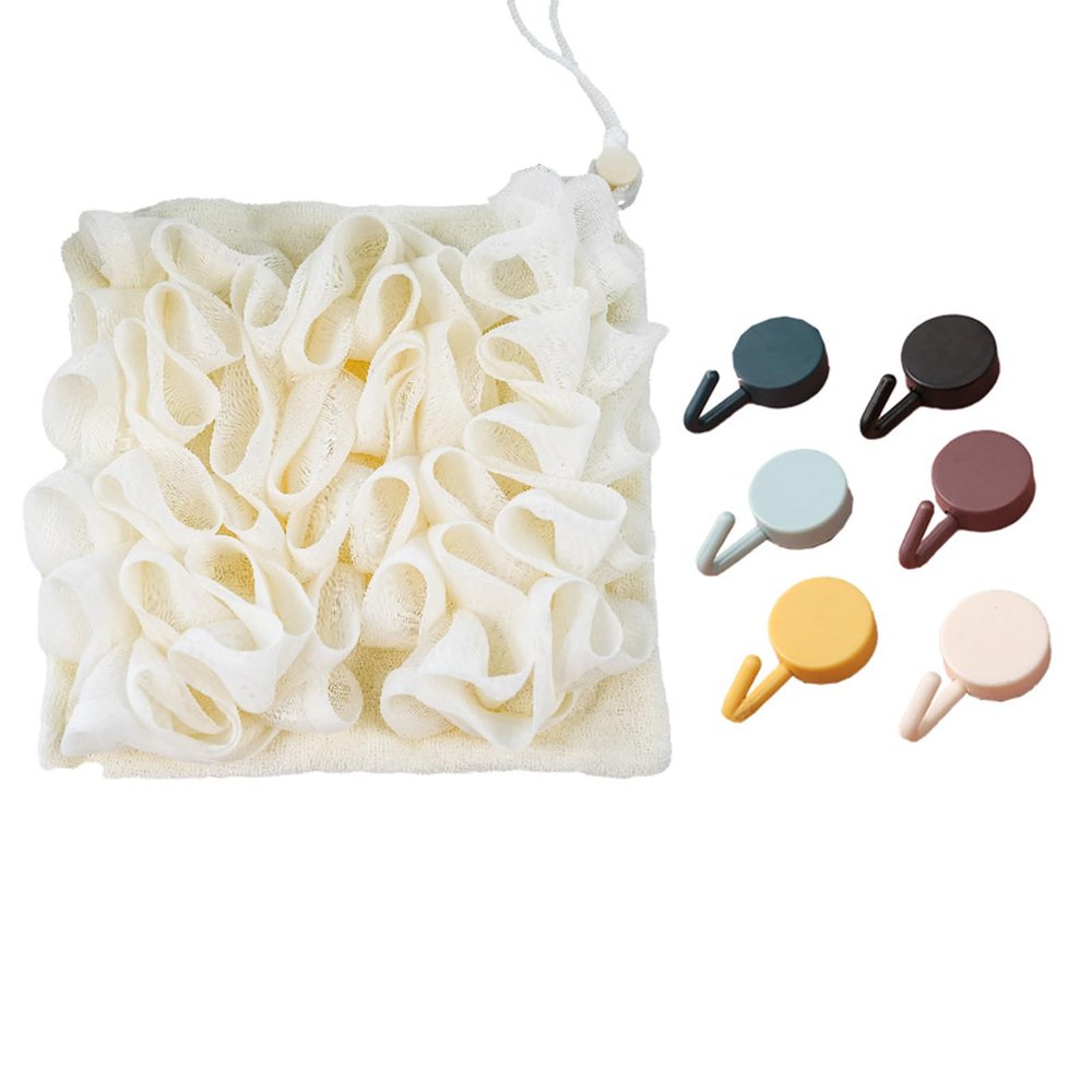 2-Piece Soap Bar Loofah Pouch, 2-in-1 Exfoliating Bathing Sponge (Beige)