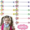 10 Pack Hair Balls for Girls Hair,Hair Ties for Girls Toddler Kids Ponytail Holders Hair knockers Cute Hair Accessories (pink yellow blue purple green) view 2