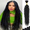 28Inch 1 Bundle 50g Human Braiding Hair Deep Wave Bulk Human Hair for Braiding No Weft Curly Braiding Hair Bulk Curly Human Hair for Boho Braids 12A Brazilian Virgin Hair Extensions Natural Color view 1