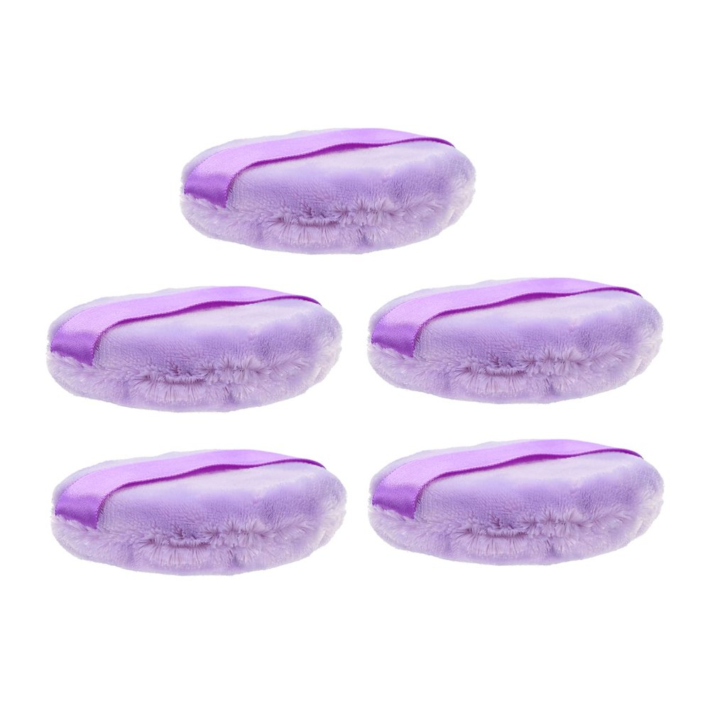 Healvian 5Pcs Purple Velour Makeup Powder Sponges for Loose Powder and Foundation Double-Sided Applicators for Women for Cosmetic Use and Touch-Ups
