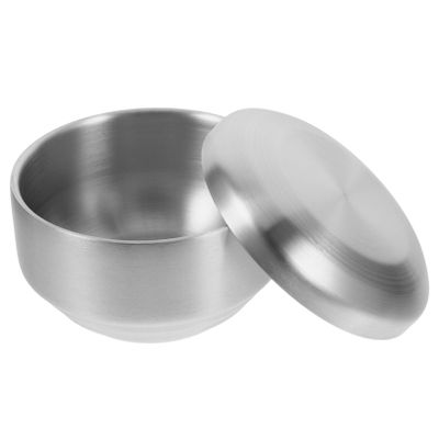 Anneome Men Stainless Steel Shaving Bowl with Lid Durable Reusable Shaving Soap Cup for Easy Cleaning Bathroom Decor and Long Term Use