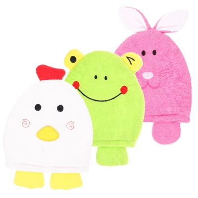 Gogogmee 3Pcs Cartoon Exfoliating Gloves for Soft Body Scrub Mitts Gentle Bathing Supply for Deep Skin Cleanse for Hotels and Home Use