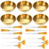 18 Pcs Esthetician Supplies for Facials Set, 6 Gold Stainless Steel Mixing Bowls, 6 Fan Mask Brushes & 6 Flat Applicator Brushes for Estheticians & Home Spa, Facial Mask Mixing Kit view 1