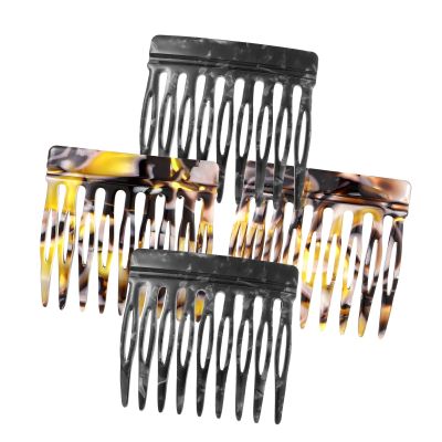 4 PCS Side Hair Combs - Hair Combs for Women Accessories, French Hair Side Combs Strong Hold Clips for Women Decorative French Twist Hair Styling Accessories, Brown Onyx Tortoise