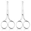 2 Pcs Nose Hair Scissors Round Tip Design Will Not Hurt the Nasal Cavity Professional Stainless Steel Small Eyebrow Scissors for Men Women Hair Eyelashes Nose Eyebrow Trimming Mustache view 1