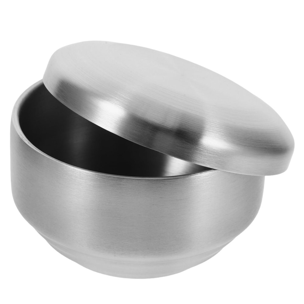 HOODANCOS Stainless Steel Shaving Bowl for Men with Protective Lid Durable Shaving Soap Bowl Elegant Bathroom Accessory Easy to Clean for Daily Use