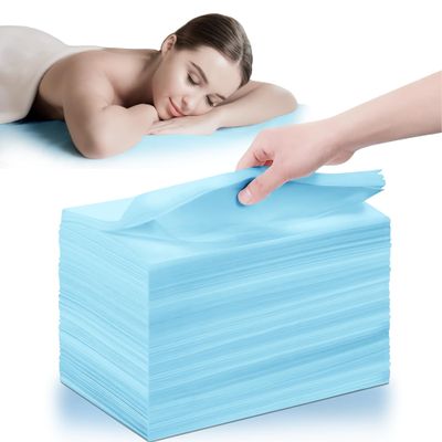 100 Pcs Disposable Bed Sheets (31" x 71"), Disposable Massage Table Sheets, Non Woven Fabric, Breathable SPA Bed Cover for Ultimate Hygiene & Comfort in Massage,Tattoos,Waxing, for Esthetician (Blue)