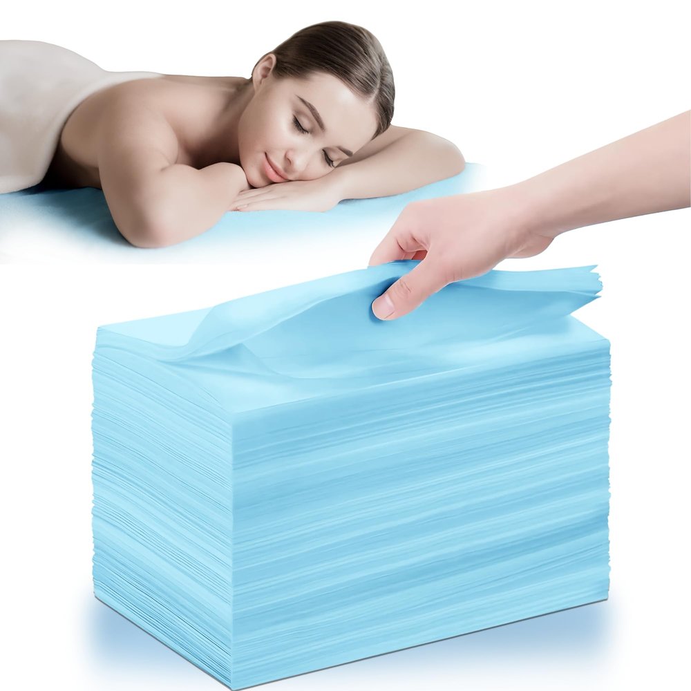 100 Pcs Disposable Bed Sheets (31" x 71"), Disposable Massage Table Sheets, Non Woven Fabric, Breathable SPA Bed Cover for Ultimate Hygiene & Comfort in Massage,Tattoos,Waxing, for Esthetician (Blue)