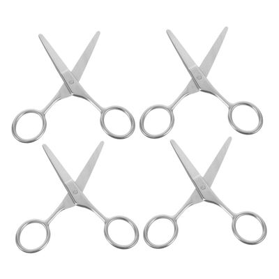 FRCOLOR 4Pcs Tip Stainless Steel Grooming Scissors Precision Eyebrow Trimmers Beard Scissors Nose Hair Cutters for Safe Easy Grooming the Go