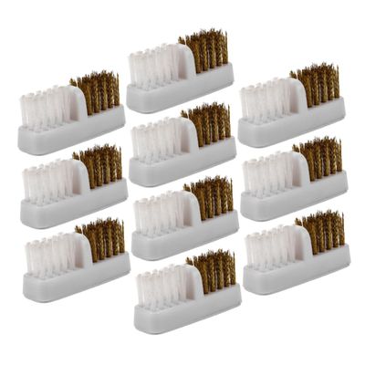 Beatifufu 10pcs Steel Wire Nail Drill Cleaning Brush Set Dual Head Electric Manicure Tool for Nail Art Dust Brush Portable Suitable for Professional Use