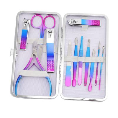 PartyKindom 12-Piece Stainless Steel Manicure Set Professional Nail Care Tools for Fingernail and Toenail Grooming Travel-Friendly Kit Case for Home and Salon Use