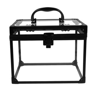 CALLARON Clear Makeup Train Case Jewelry Box Lockable Transparent Cosmetic Organizer for Vanity Bathroom Travel Capacity Storage for Makeup Accessories