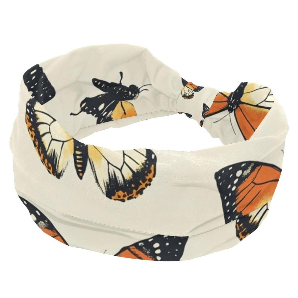 Women's Headband Yoga Workout Exercise Headbands Elastic Hair Band for Womens Hair, Butterflies (9)