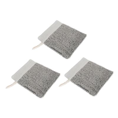 DEARMAMY 3Pcs Exfoliating Shower Cleaning Mittens Linen Bath Gloves for Gentle Face Washing Full Body Scrubbing and Rich Generation for Healthy Skin and Circulation