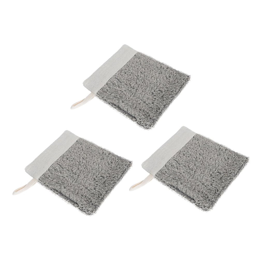 DEARMAMY 3Pcs Exfoliating Shower Cleaning Mittens Linen Bath Gloves for Gentle Face Washing Full Body Scrubbing and Rich Generation for Healthy Skin and Circulation