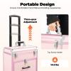 ZERNEIL Professional Rolling Makeup Train Case with Drawers Large Cosmetic Trolley with Locks, Make up Bag with dividers, 3 Layer Cosmetics Storage Organizer for Make-up Artists Hairdressers (Pink) view 3