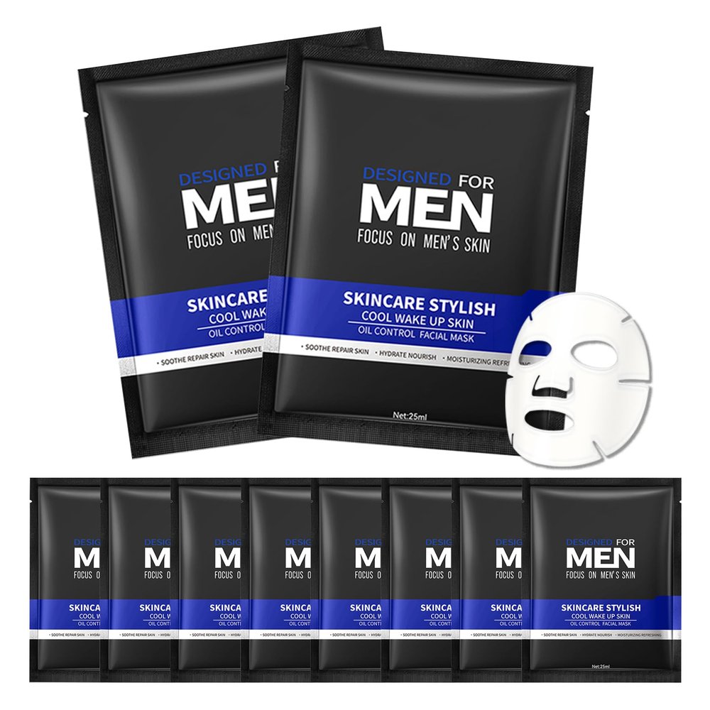10 Pack Variety Facial Sheet Masks Skin Care Set, Hydrating Bulk Sheet Face Masks Skincare Gifts Set for Men, Long Lasting Moisturizing Face Mask Skincare for All Skin Type15)