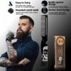 Men's Metal Folding Pocket Beard & Mustache Comb, EDC Knife Comb with Bottle Opener for Outdool Travel - Anti-Static for Hair Styling Pompadour, Slicked-back, Fauxhawk, Undercut - Black view 2