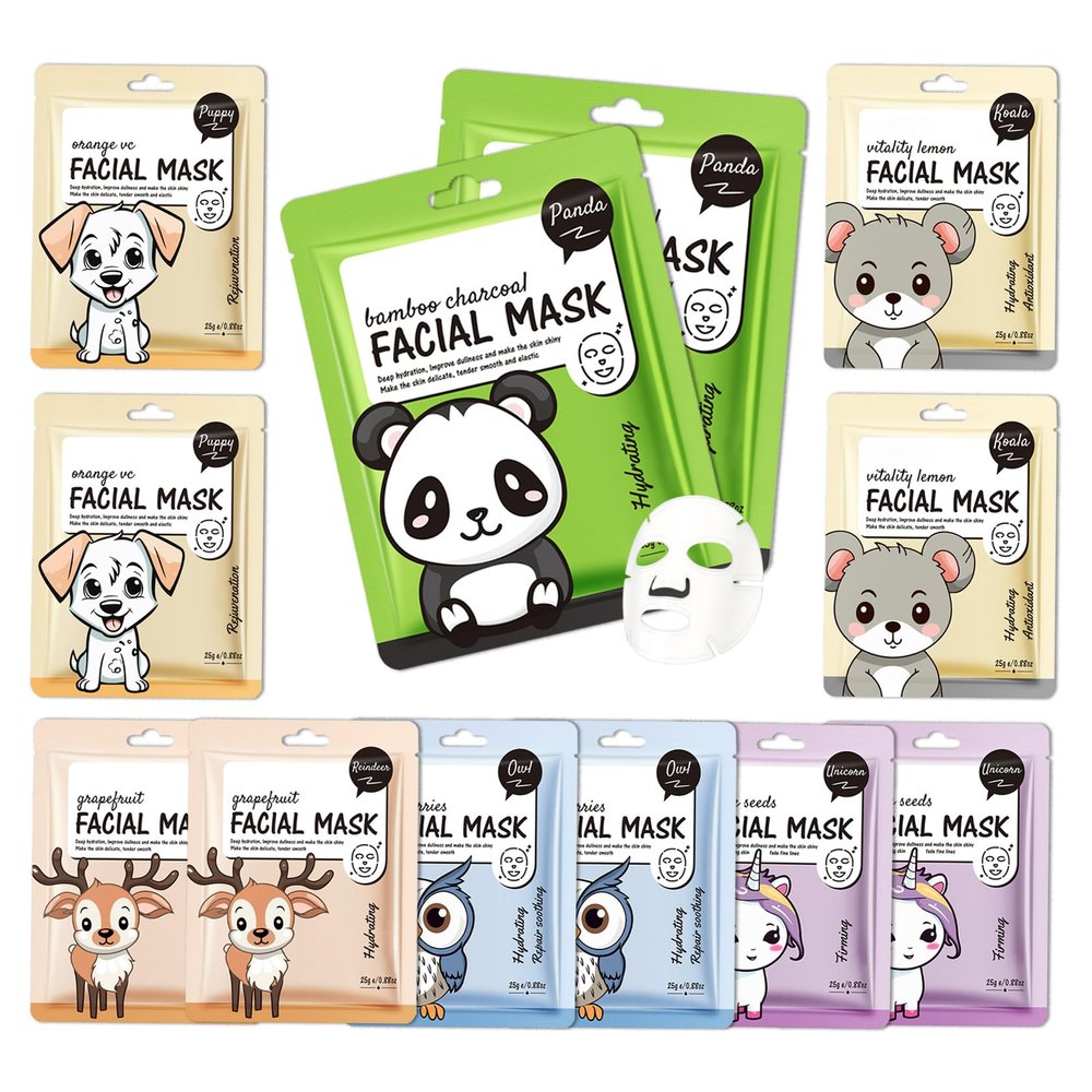 12 Pack Variety Facial Sheet Masks Skin Care Set, Hydrating Bulk Sheet Face Masks Skincare Gifts Set for Women Men, Long Lasting Moisturizing Face Mask Skincare for All Skin Type11)