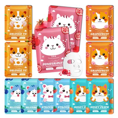 12 Pack Variety Facial Sheet Masks Skin Care Set, Hydrating Bulk Sheet Face Masks Skincare Gifts Set for Women Men, Long Lasting Moisturizing Face Mask Skincare for All Skin Type09)