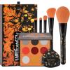 docolor Makeup Brush Set, 5PCS Goth Makeup Brushes Powder Contour Eyeliner Brow Eyeshadow Brush Set with 9 Colors Pigmented Eyeshadow Palette,1PC Makeup Sponge Puff & 3PCS Fake Scar Tattoo Makeup kit view 1