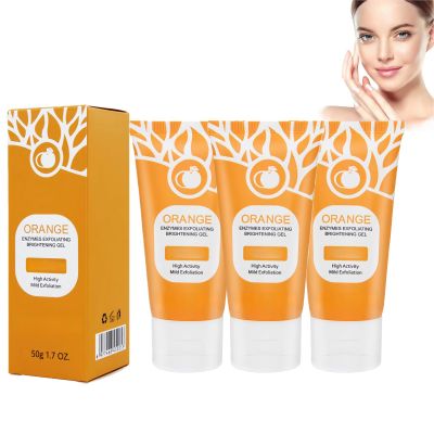 Orange Exfoliating Gel for Face and Body - Brightening Facial Scrub with Jojoba Oil, Gentle Exfoliator for Sensitive Skin, Deep Cleansing Moisturizing Gel-50g (3 pcs)