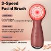 Facial Cleansing Brush, 3in1 Silicone Face Scrubber for Deep Cleaning, 7 Color Facial Scrubber, Rechargeable Face Massage Device with 3 Vibration Speeds, Face Spin Brush for Skincare (Red) view 4