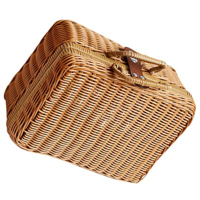 ABOOFAN Retro Handwoven Storage Case Simulated Rattan Woven Suitcase for Home Organization for Makeup Accessories and Decorative Use and Portable Design