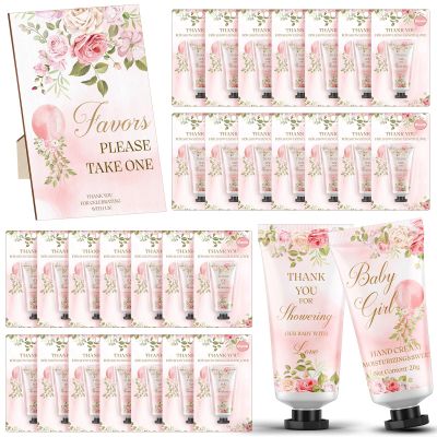 Dansib 30 Pack It's a Girl Baby Shower Hand Cream Baby Shower Favors Games Prizes Party Favors with 1 Wooden Stand for Guests for Gender Reveal Souvenirs, Gift Bags Stuffers