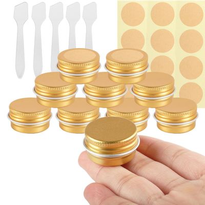 GZYNTT 50 Pcs 5ml - D26mm x H15mm Aluminium Tin with Lids, Gold Aluminium Tin Jars with Lids, Lip Balm Tins, DIY Cosmetic Container Pots for Candle Soap Cream Salves