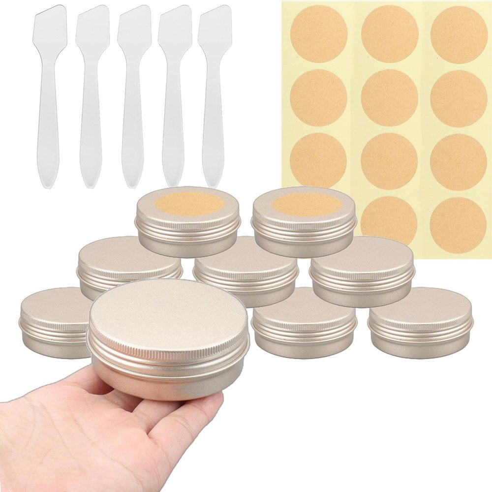 GZYNTT 50 Pcs 60ml - D68mm x H27mm Aluminium Tin with Lids, Matt gold Aluminium Tin Jars with Lids, Lip Balm Tins, DIY Cosmetic Container Pots for Candle Soap Cream Salves