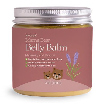 SPRIGS Belly Balm, 4 oz | Natural Moisturizing Cream for Pregnancy & Postpartum | Nourishing Body Butter for Dry Skin | Non-Greasy & Made with Relaxing Lavender Essential Oils & Soothing Cocoa Butter