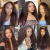 Dokksiiia Dark Brown Kinky Straight Human Hair Bundles Color #4 Yaki Straight Bundles Brazilian Chocolate Brown Weave Double Weft Hair Extensions 18 20 22 Inch Soft & Thick view 2
